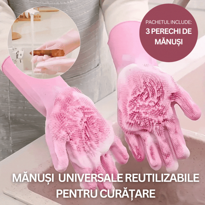 Mănuși Universale Reutilizabile pentru Îngrijire și Curățare - SET 3 BUCĂȚI